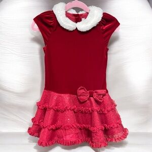 Girls red velour Christmas dress